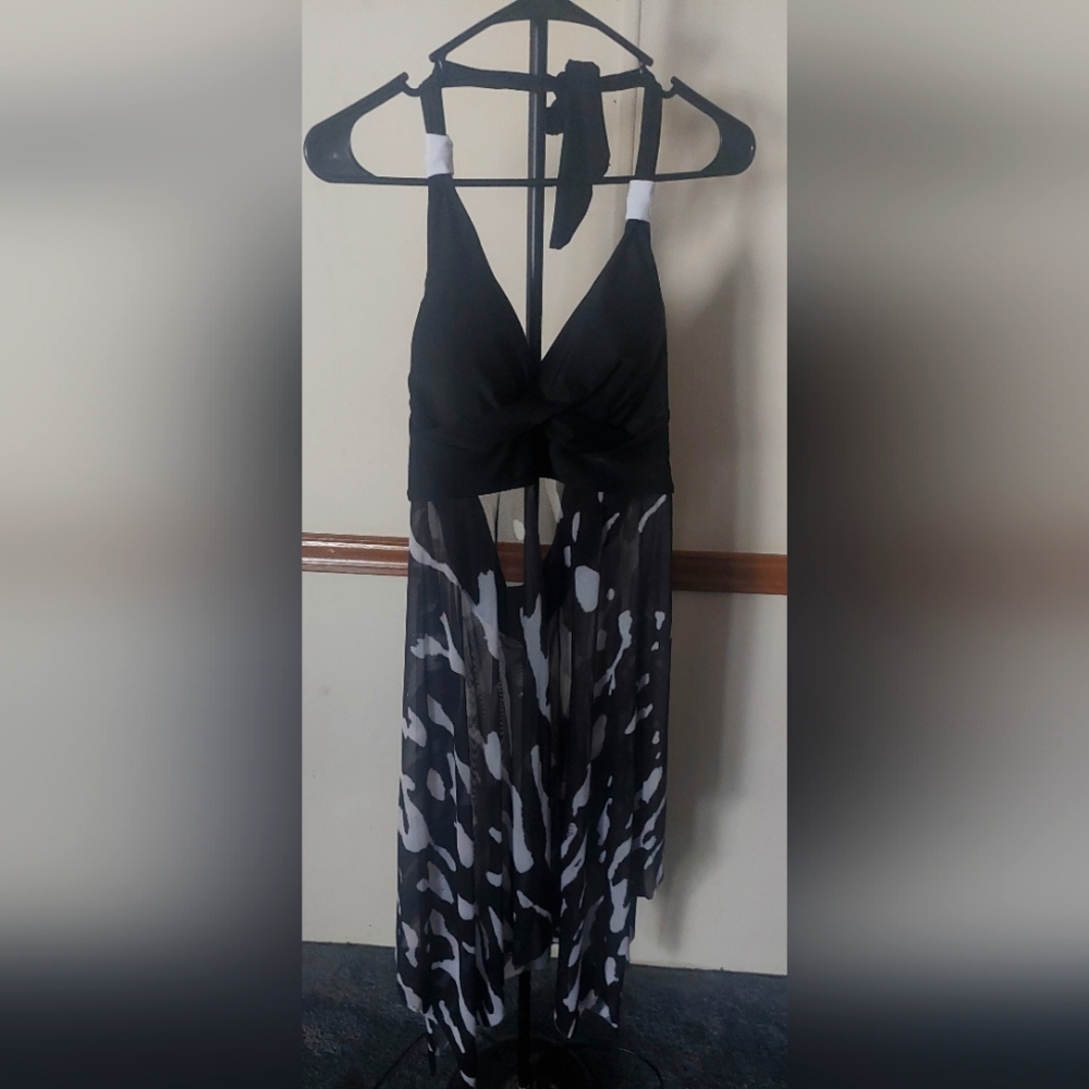 Modlily Size 2XL Brushstroke Print Swim Top